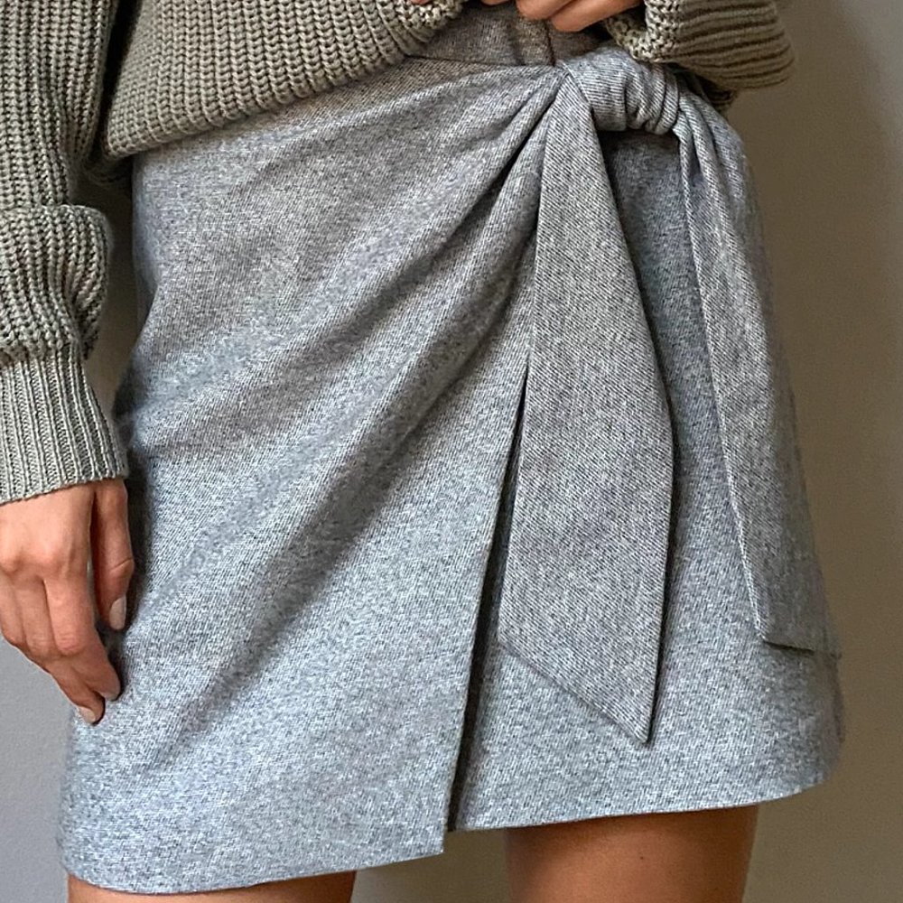 Aritzia Wilfred Wrap-Front Skirt in Gray